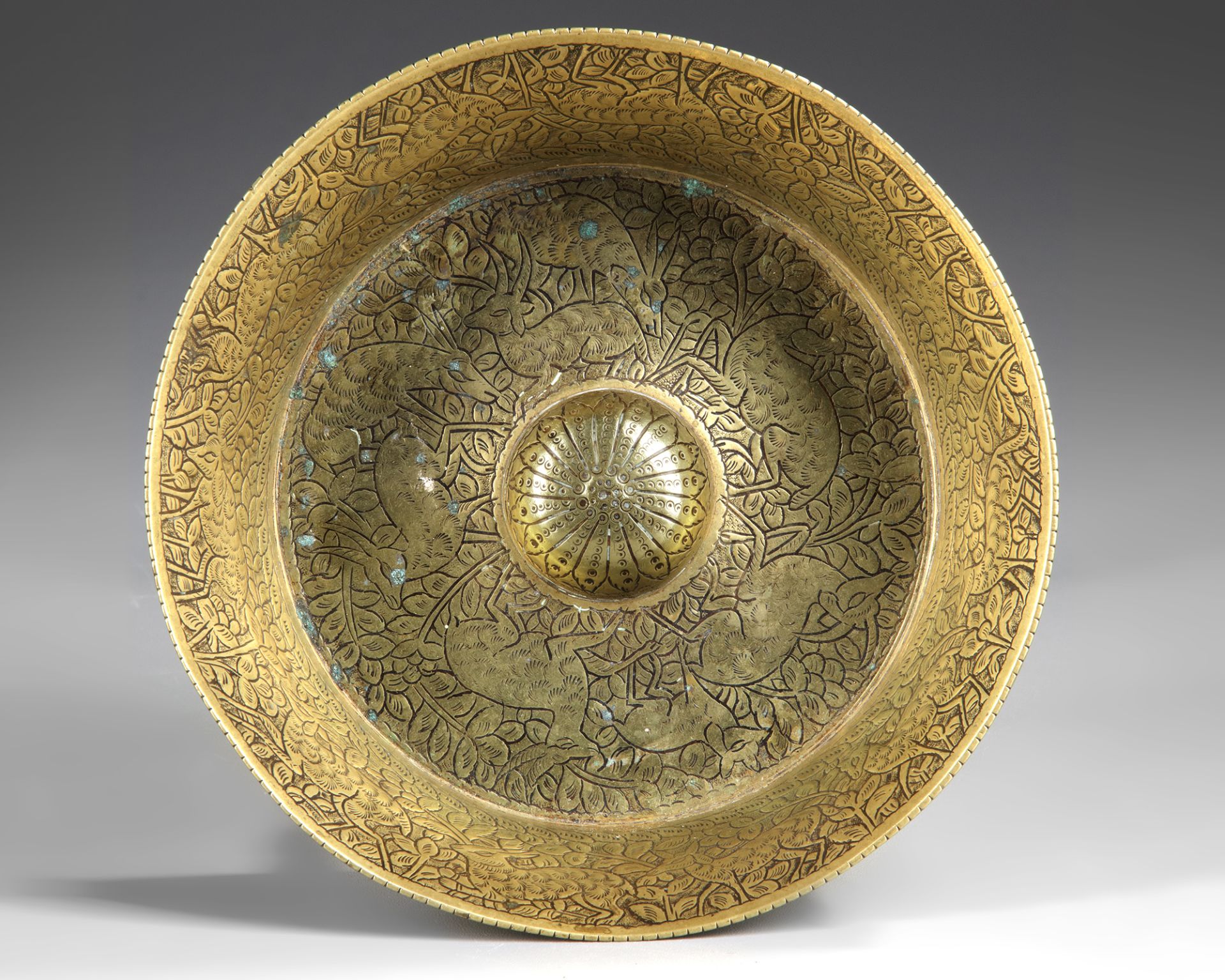 A PERSIAN BRASS MAGIC BOWL