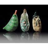 THREE CHINESE PLANT-SHAPED SNUFF BOTTLES