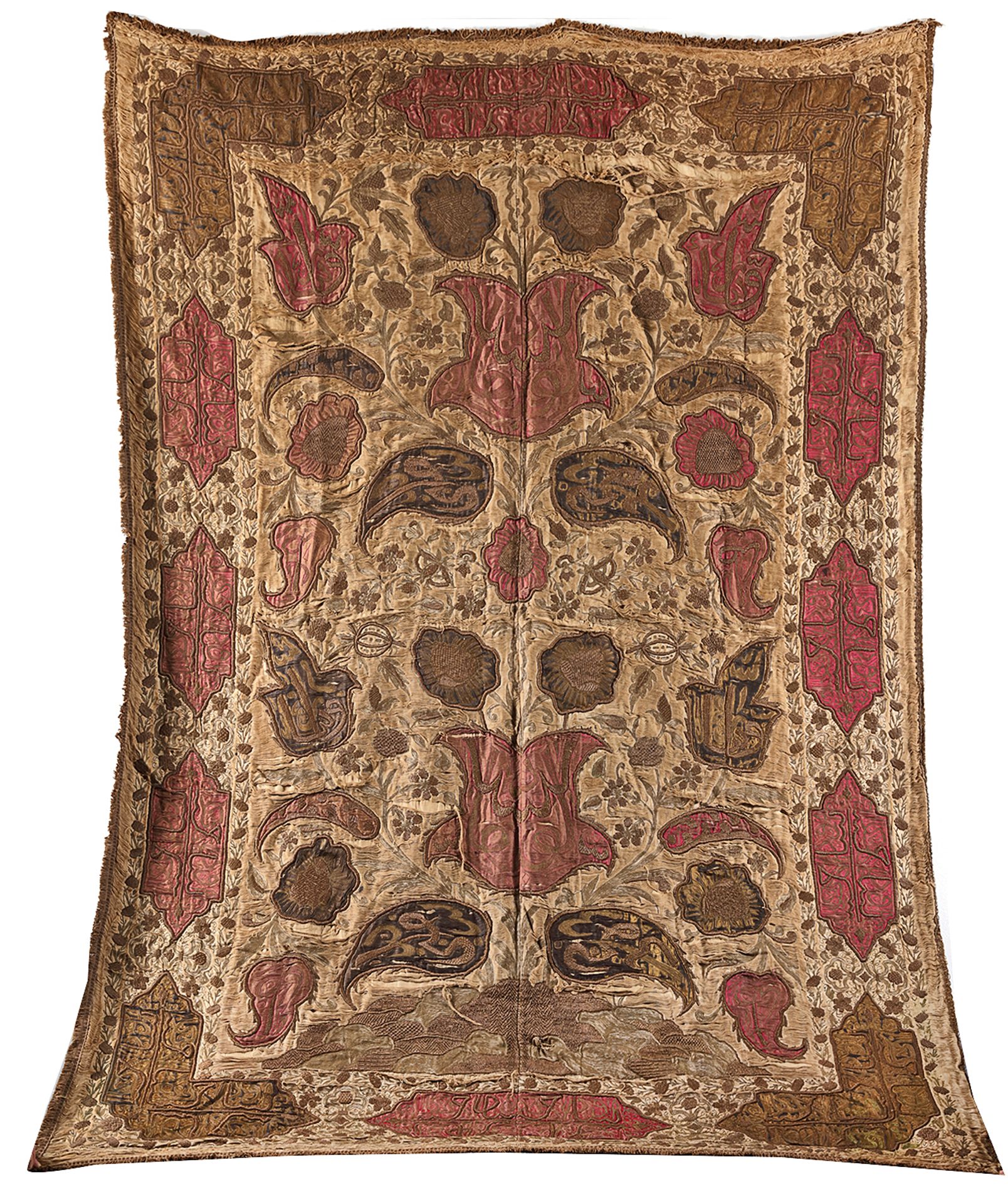 A LARGE OTTOMAN EMBROIDERED HANGING PANEL