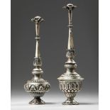 TWO CHINESE SILVER ROSEWATER SPRINKLERS