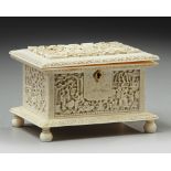 A CANTONESE IVORY CARVED BOX