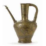 A LARGE NIELLO-INLAID BRASS EWER, JAZIRA, 12TH-13TH CENTURY