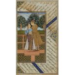 A MINIATURE DEPICTING A MUGHAL PRINCE AND PRINCESS, INDIA, 19TH CENTURY
