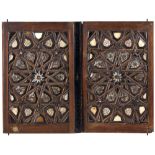 A PAIR OF IVORY BONE INLAID MAMLUK WOOD DOOR PANELS, EGYPT OR SYRIA, 14TH-15TH CENTURY