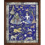 A QAJAR MOULDED POTTERY TILE, PERSIA, 19TH CENTURY