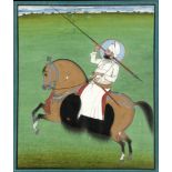 AN EQUESTRIAN PORTRAIT OF MAHARAJA SWARUP SINGH JI, MEWAR SCHOOL, 19TH CENTURY