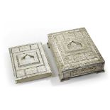 A LARGE MOTHER-OF-PEARL QURAN AND BOX, JERUSALEM, 20TH CENTURY