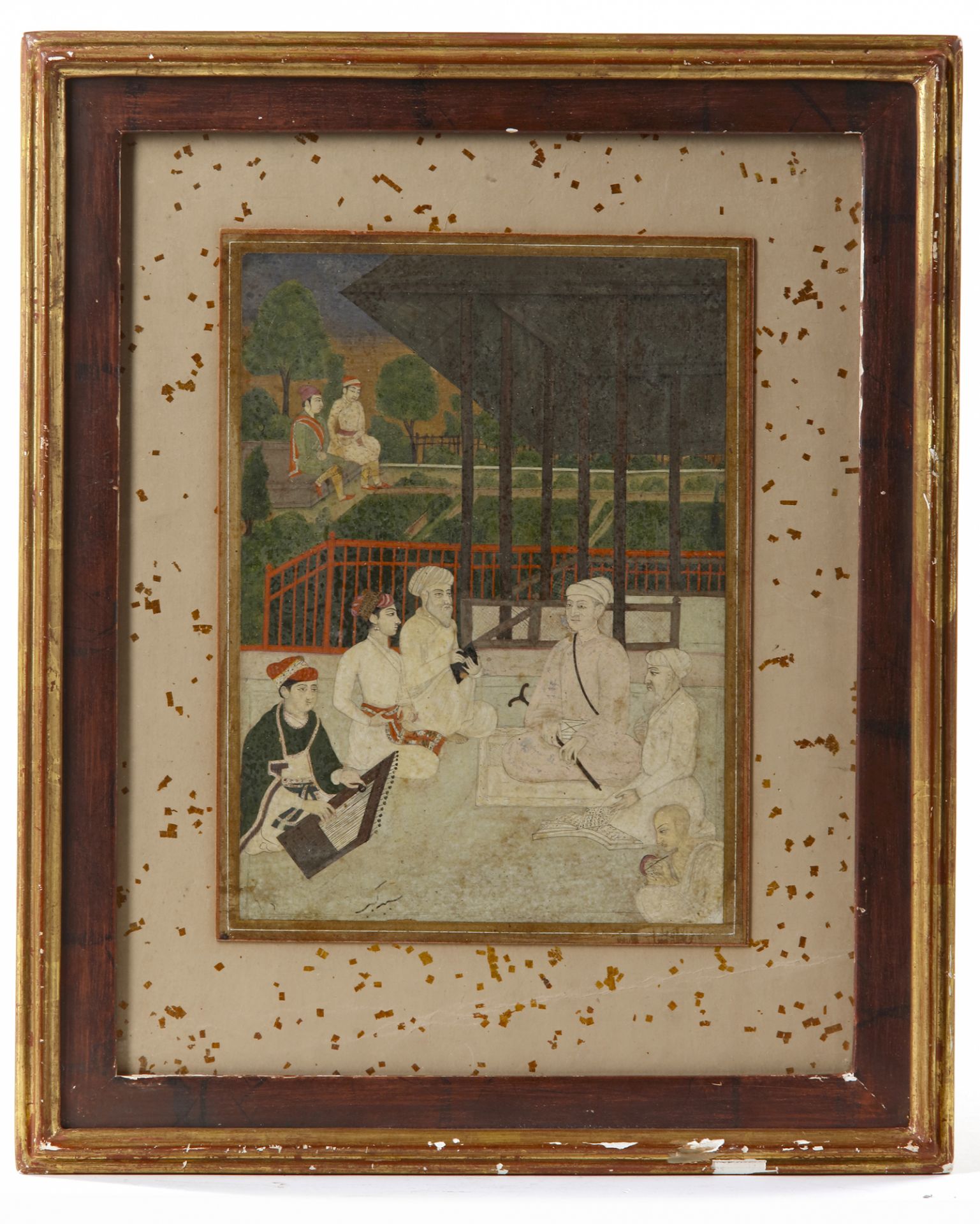 A PORTRAIT OF YOUNG PRINCE SEATED WITH ATTENDANTS, INDIA, MUGHAL, LATE 17TH CENTURY - Bild 2 aus 2
