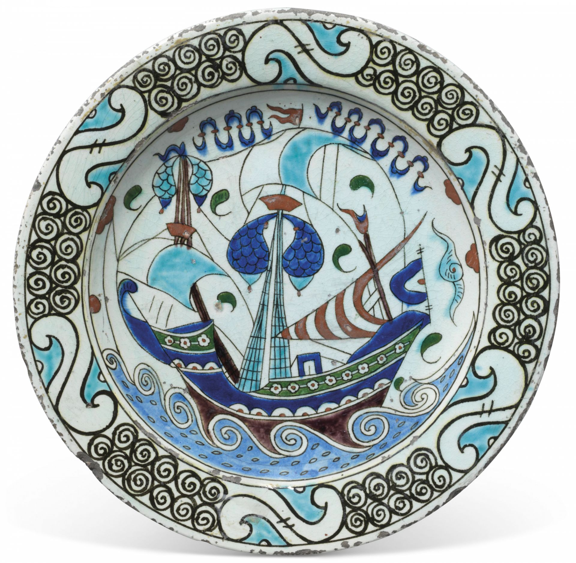 AN IZNIK POTTERY DISH, OTTOMAN, TURKEY, CIRCA 1600