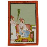 A RAJASTHAN MINIATURE DEPICTING A RAJA WITH HIS SERVANT, INDIA, 19TH CENTURY