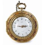 A FINE BRASS AND TORTOISESHELL TRIPPLE CASE TURKISH MARKET POCKET WATCH - RALPH GOUT, LONDON, 19TH C