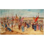 AN OTTOMAN PAINTING OF HAJJ CARAVAN, 20TH CENTURY