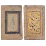 A PORTAIT OF AURANGZEB, (AKA ALAMGIR), THE REVERSE WITH A CALLIGRAPHIC QUATRAIN, INDIA, 17TH CENTURY