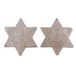 TWO UNGLAZED POTTERY STAR TILES, GHAZNAVID PERIOD, 12TH-13TH CENTURY