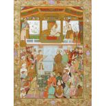PADSHAHNAMA OF EMPEROR JAHANGIR PRESENTING PRINCE KHURRAM A FAMILY JEWEL, MUGHAL, 19TH CENTURY