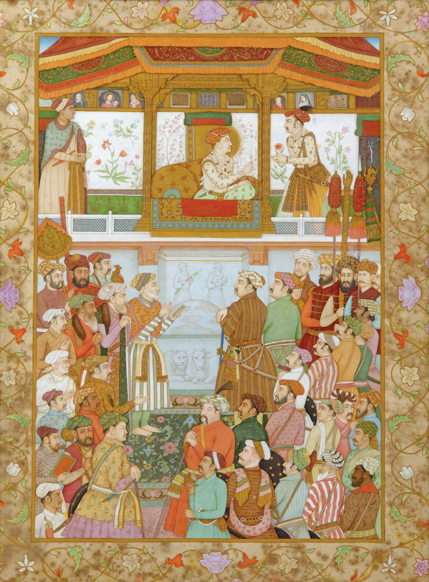 PADSHAHNAMA OF EMPEROR JAHANGIR PRESENTING PRINCE KHURRAM A FAMILY JEWEL, MUGHAL, 19TH CENTURY