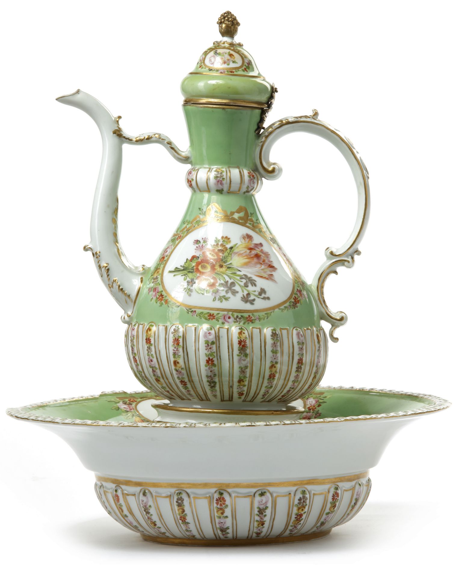 MEISSEN MARCOLINI PERIOD EWER AND BASIN( LEGEN-IBRIK) MARKED COUNT MARCOLINI (1774-1814) MADE FOR TH