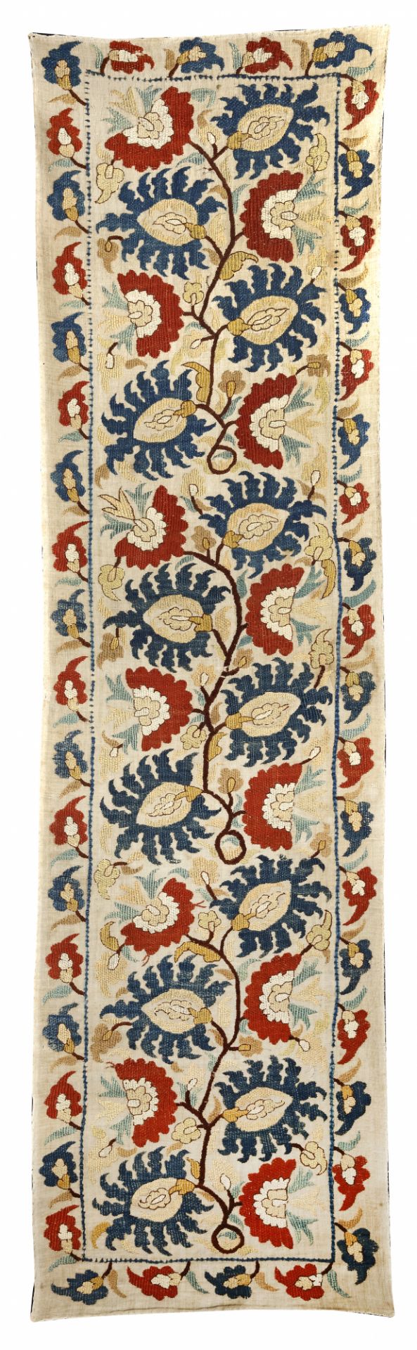 A SILK ON LINEN MIRROR COVER, OTTOMAN, 17TH CENTURY - Image 2 of 2