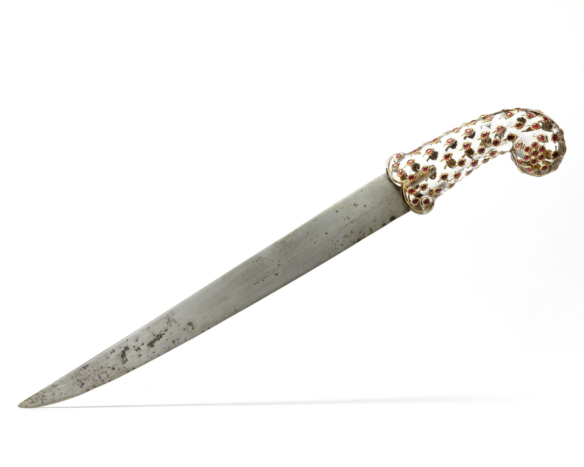 A GEM SET ROCK CRYSTAL-HILTED DAGGER, MUGHAL INDIA, 18TH CENTURY