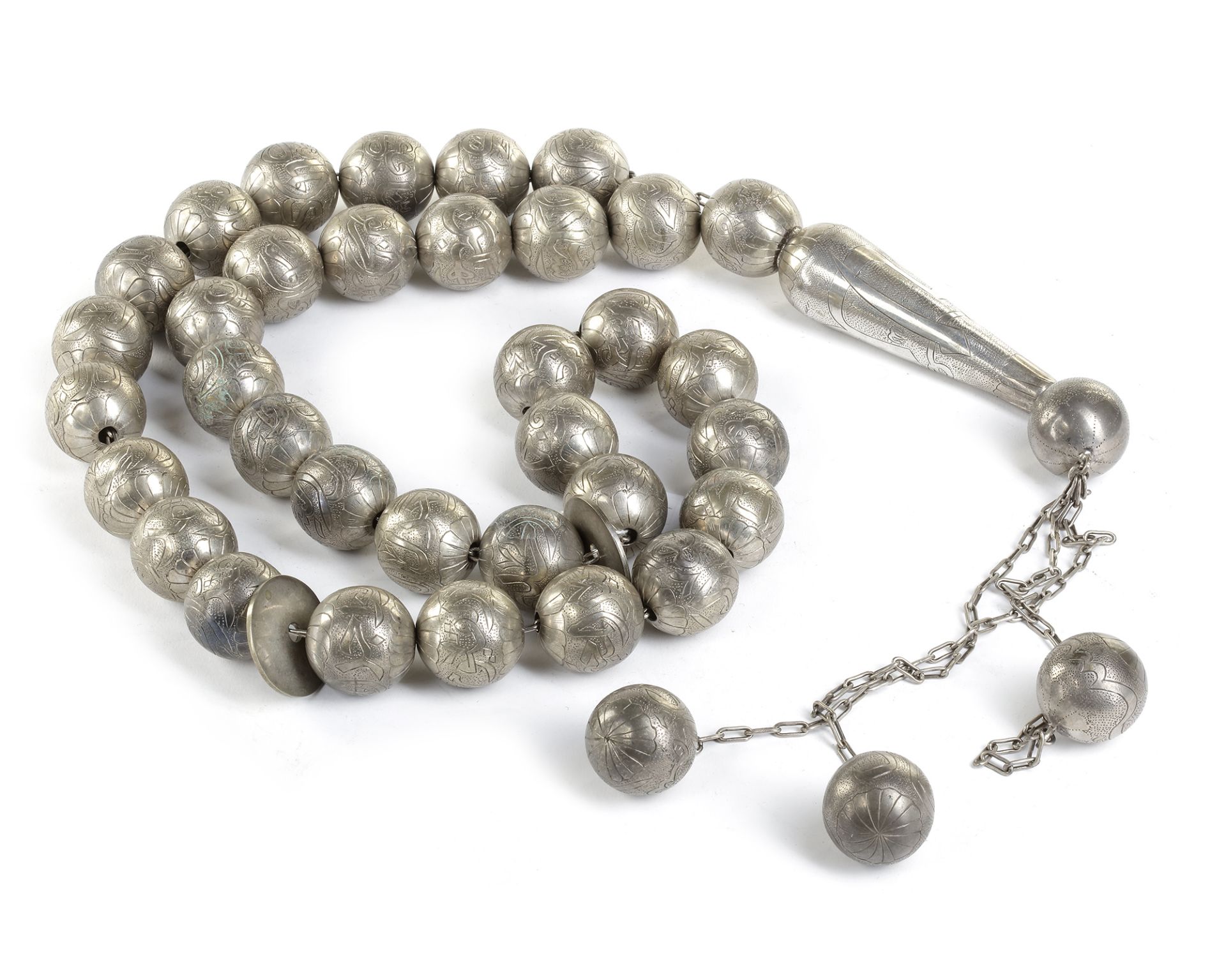 LARGE OTTOMAN SILVER PRAYER BEADS, LATE 19TH CENTURY - Image 2 of 12