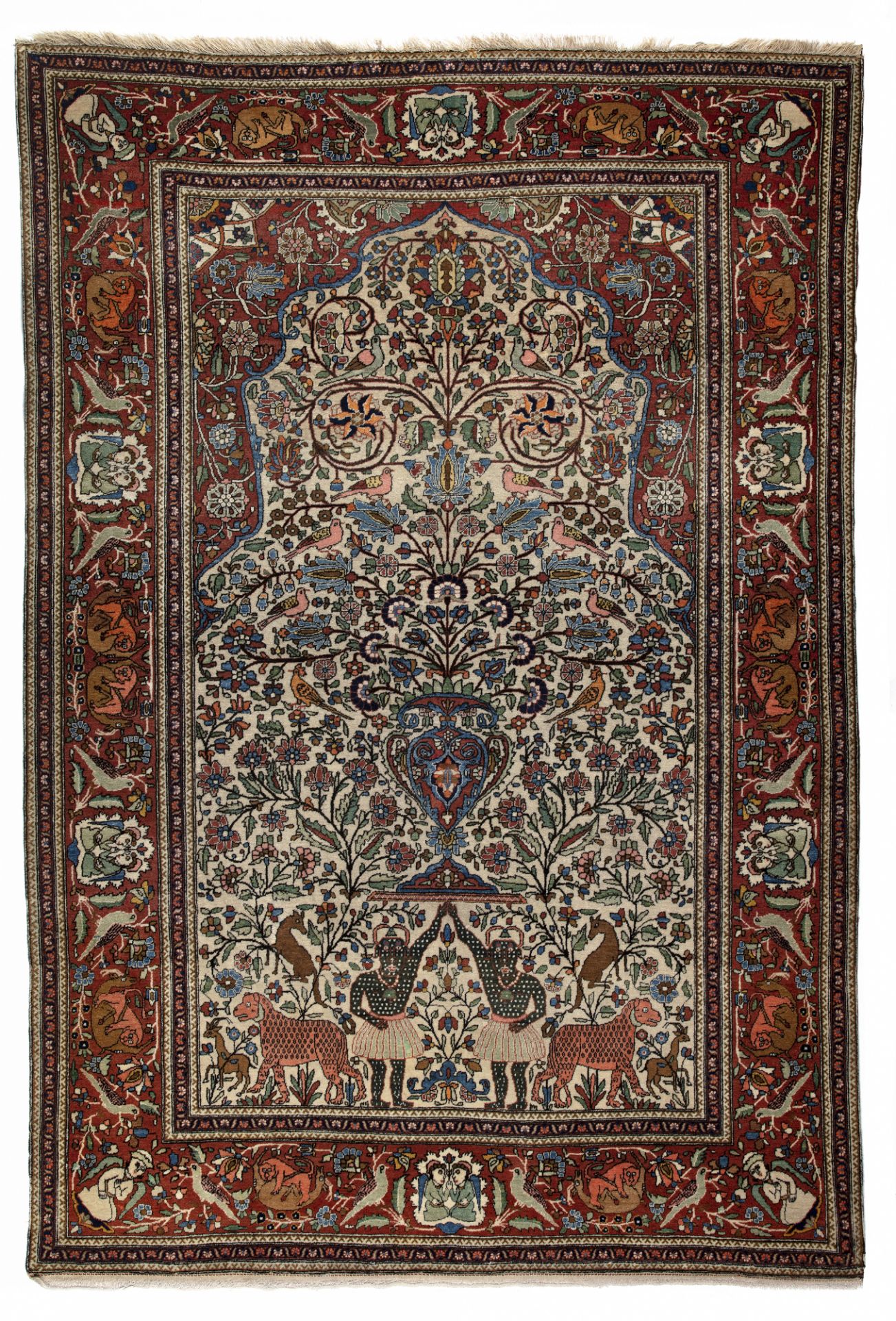 A KASHAN 'MOHTASHAM' PRAYER RUG, CENTRAL PERSIA, LATE 19TH CENTURY