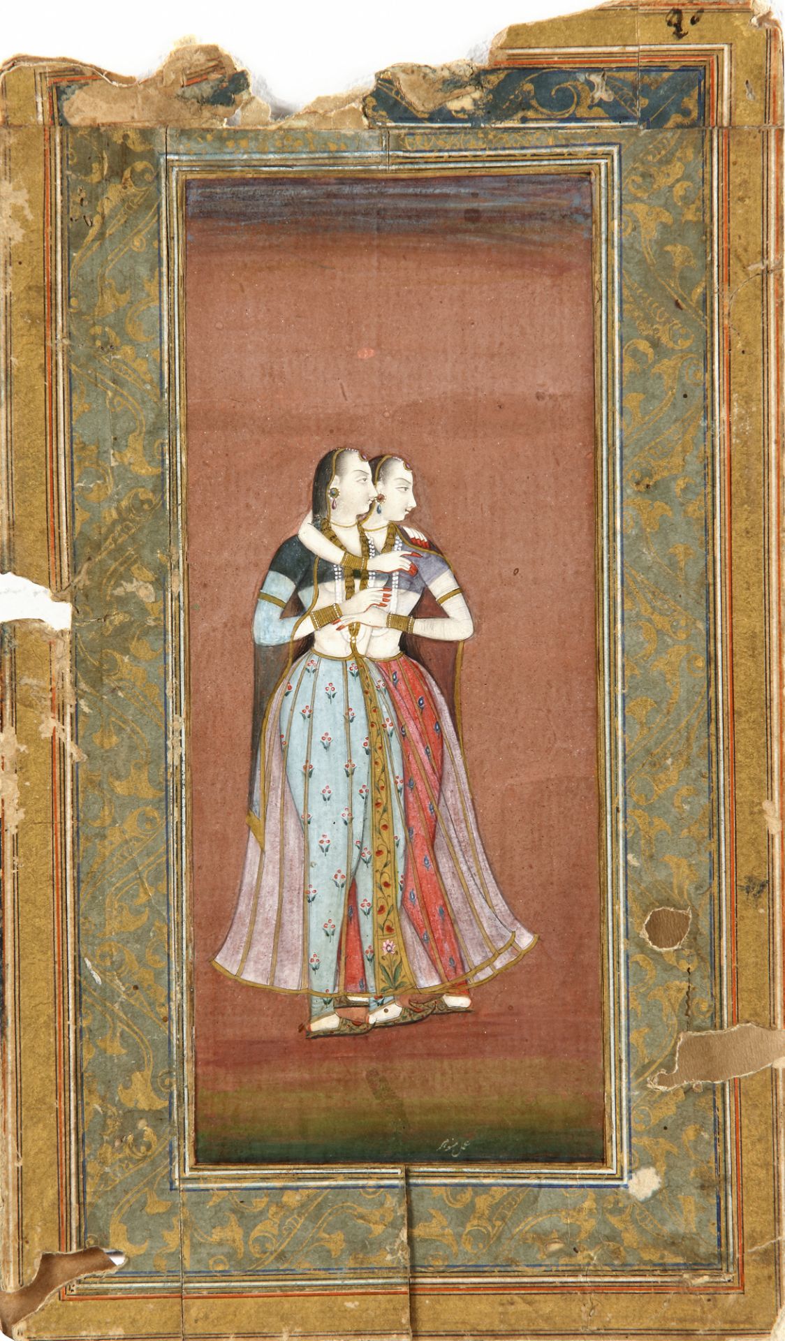 A MUGHAL MINIATURE DEPICITNG TWO WOMEN, INDIA, RAJASTHAN, BIKANER, EARLY 18TH CENTURY - Image 2 of 2