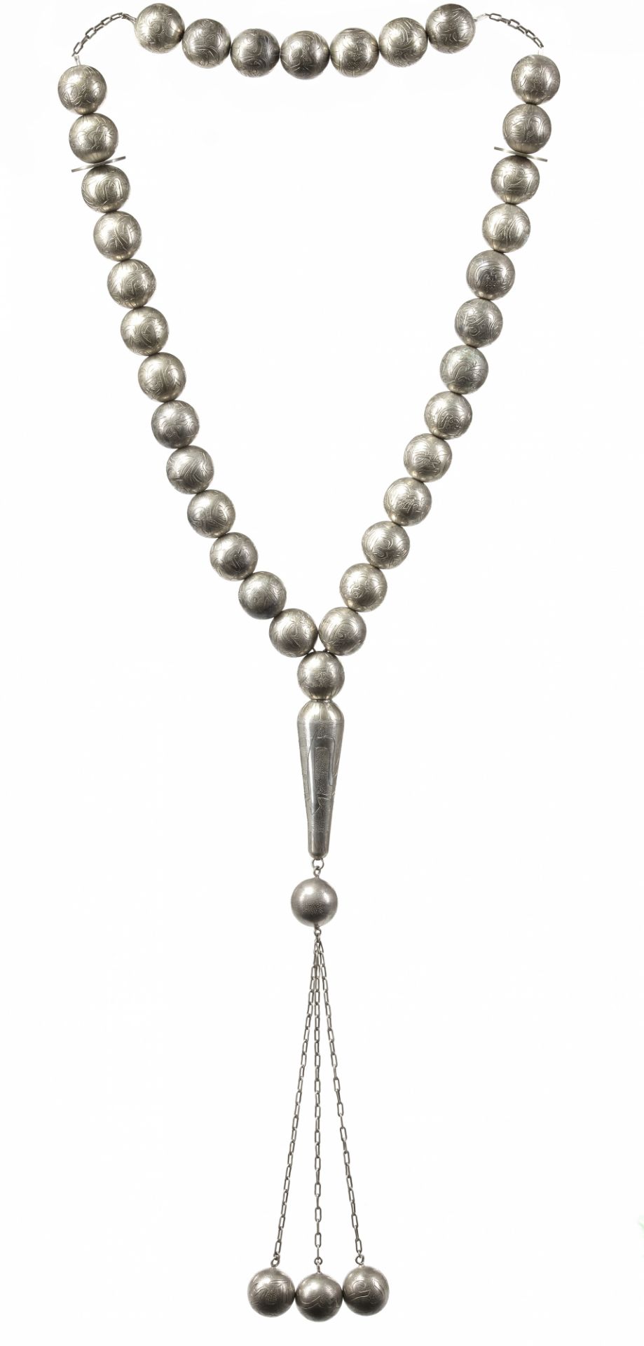 LARGE OTTOMAN SILVER PRAYER BEADS, LATE 19TH CENTURY - Image 3 of 12