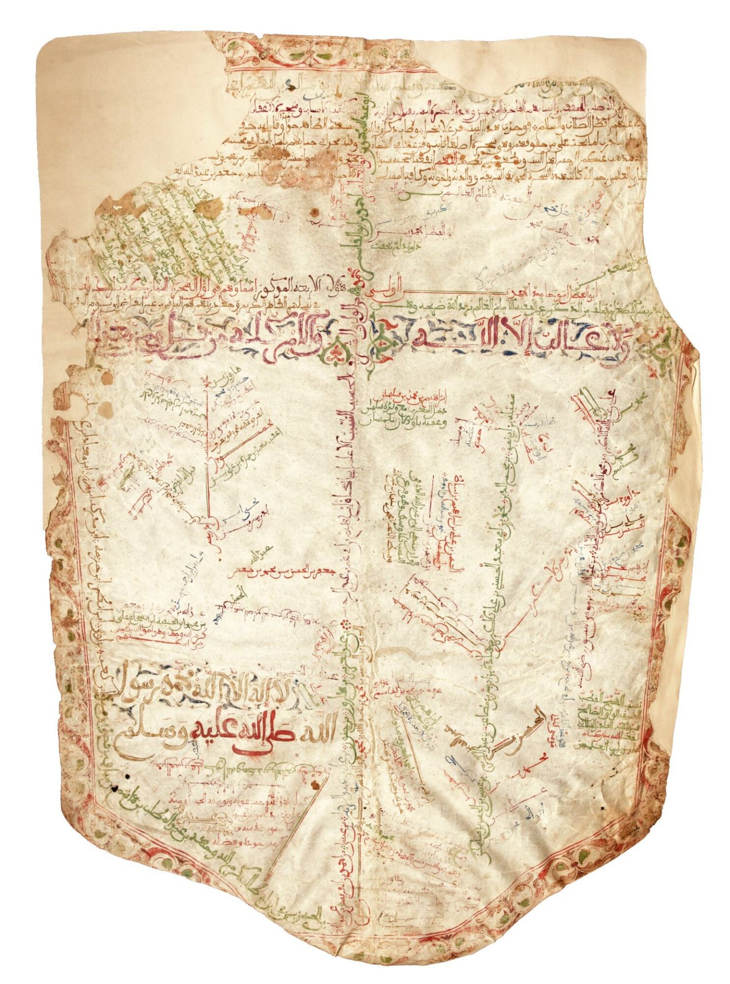 A BANNER-SHAPED GENEALOGY ON VELLUM, NORTH AFRICA, 16TH-17TH CENTURY