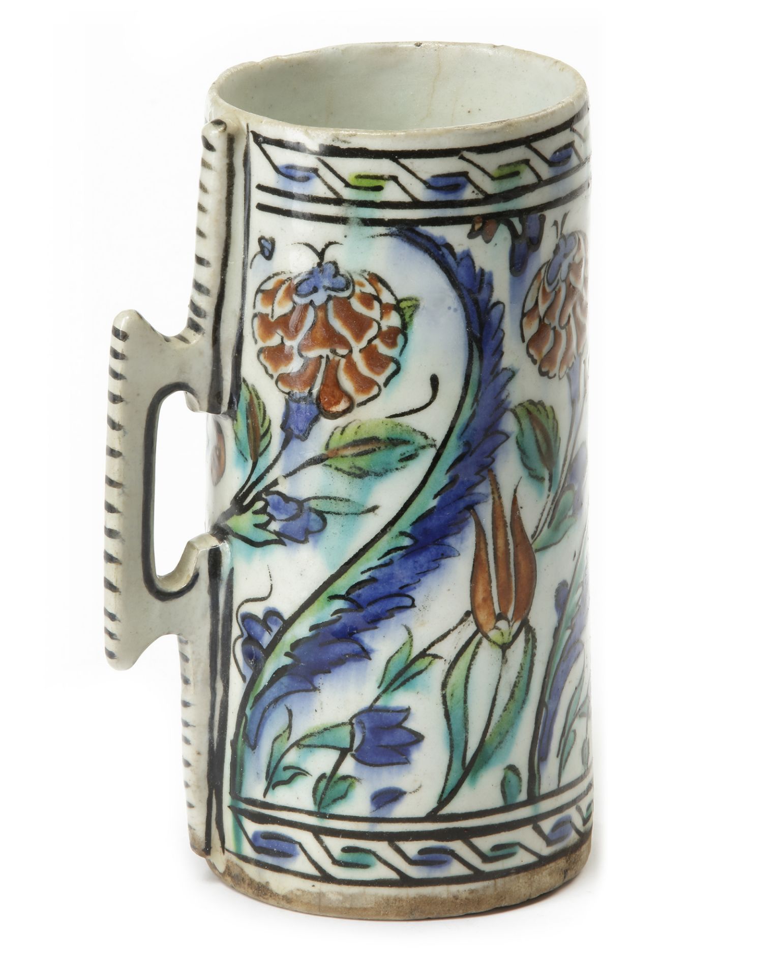 A LARGE IZNIK POTTERY TANKARD, OTTOMAN TURKEY, CIRCA 1580 - Image 9 of 10