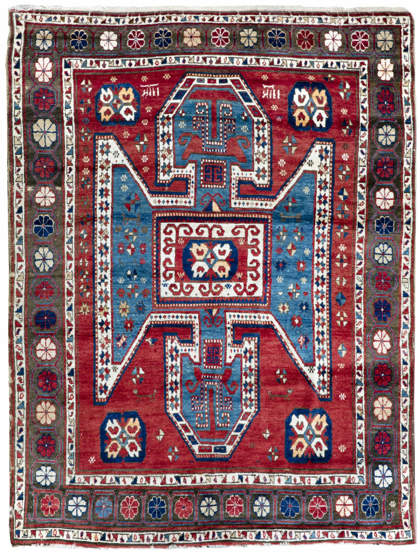 A CAUCASIAN SCHILD KAZAK SEWAN CARPET, AZERBAIJAN,19TH CENTURY