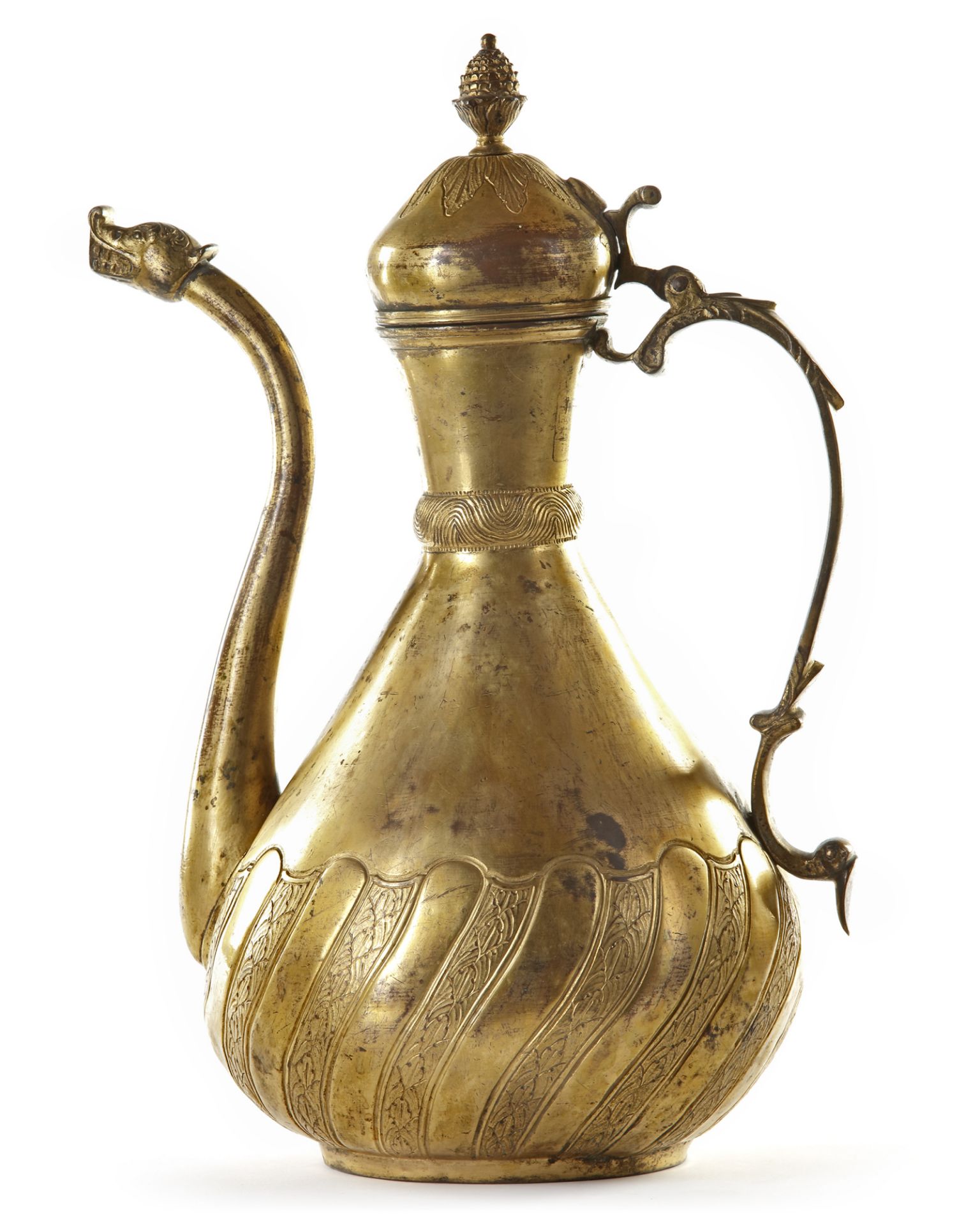 AN OTTOMAN GILT-COPPER (TOMBAK) EWER WITH ARMENIAN INSCRIPTION TURKEY, 18TH CENTURY - Image 2 of 10