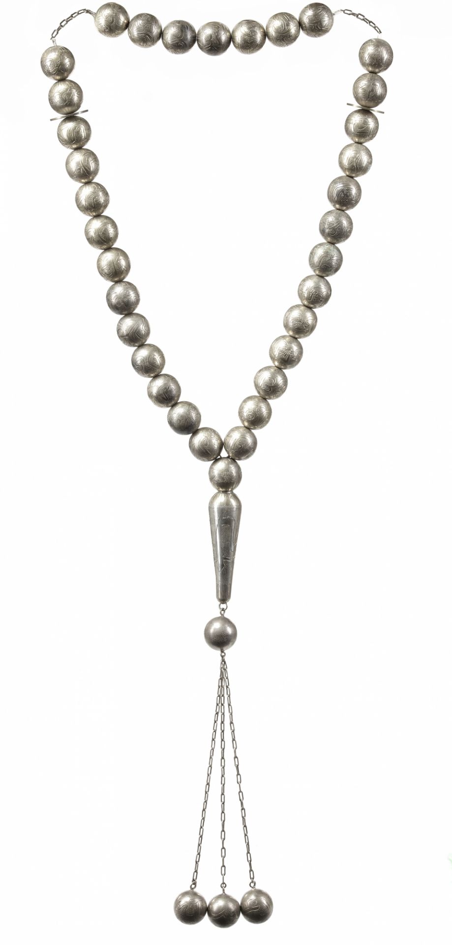 LARGE OTTOMAN SILVER PRAYER BEADS, LATE 19TH CENTURY - Image 4 of 12