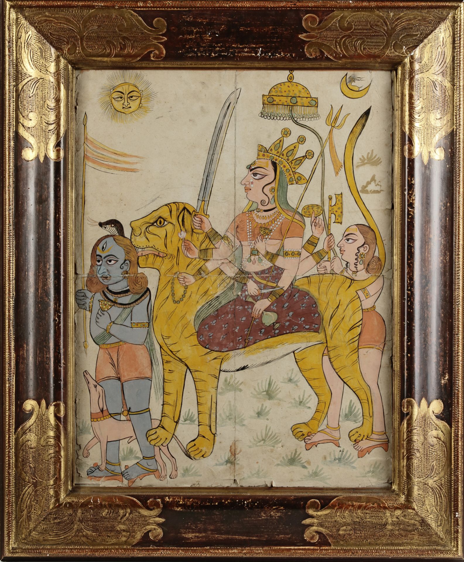 A PAINTING OF GODDESS DURGA, INDIA, RAJASTHAN, 19TH CENTURY - Bild 2 aus 2