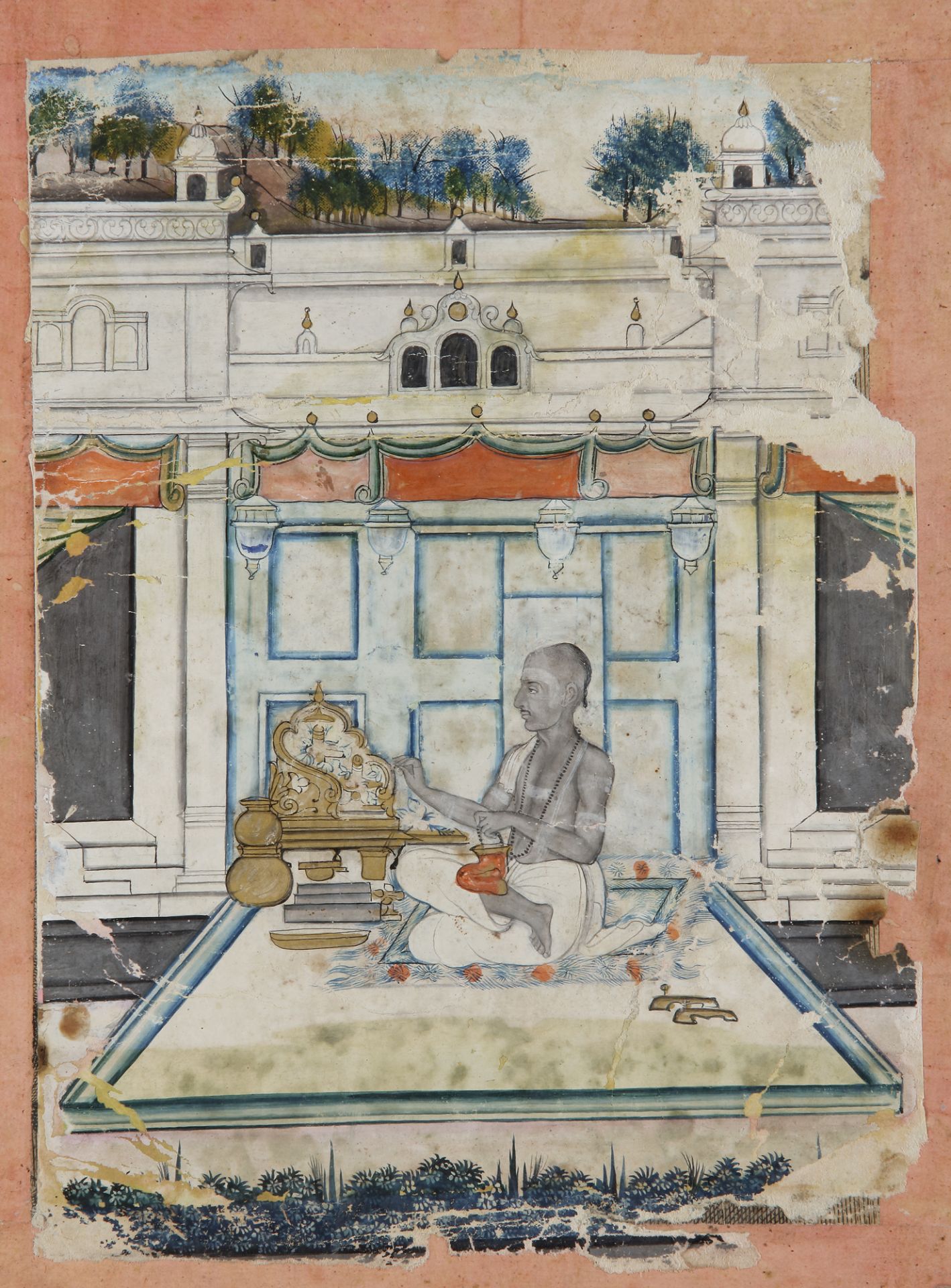 AN INDIAN PRIEST, NATHDAWARA SCHOOL, 19TH CENTURY - Bild 2 aus 2