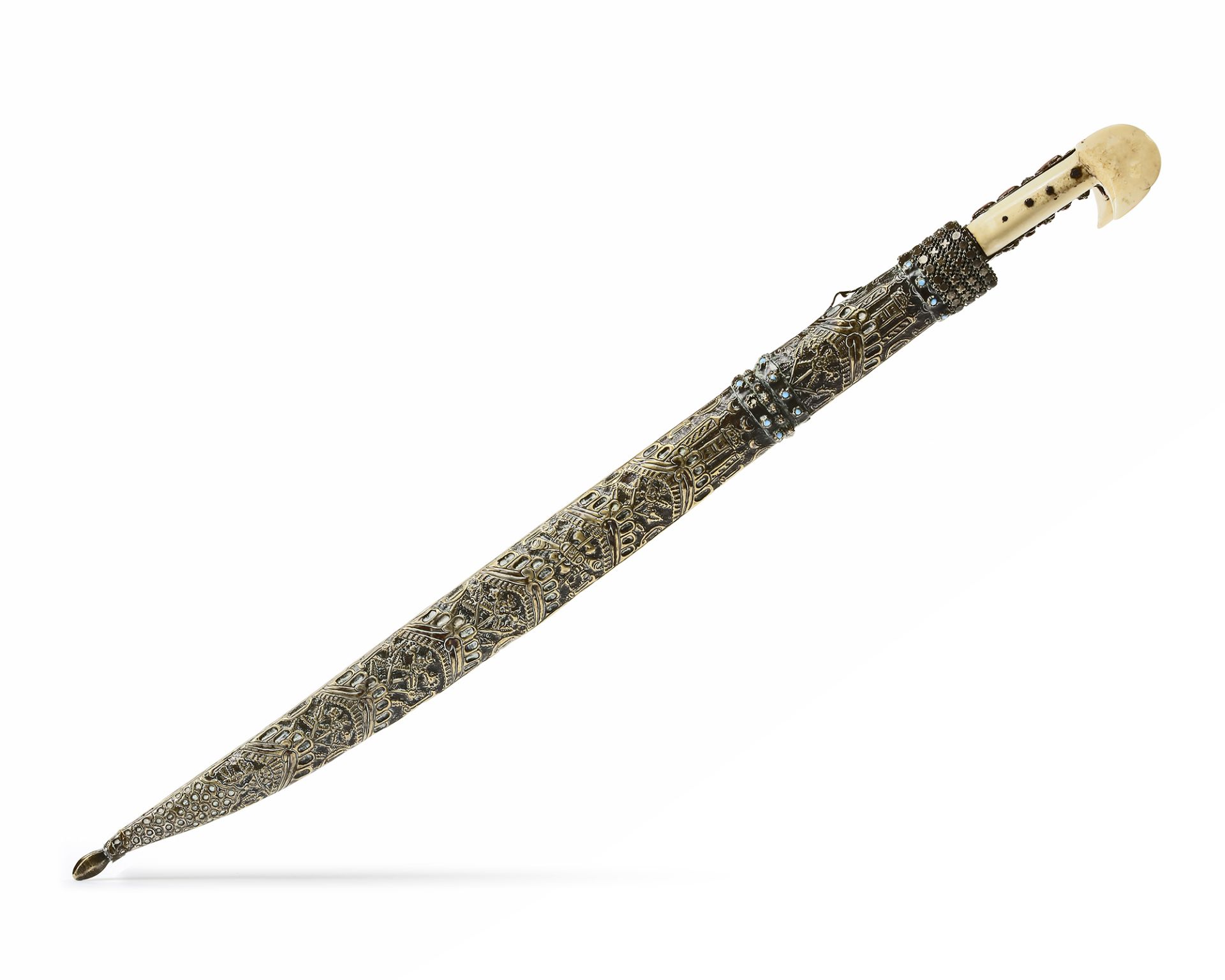 AN OTTOMAN IVORY-HILTED STEEL SWORD (YATAGHAN),TURKEY, LATE 18TH CENTURY - Bild 5 aus 6