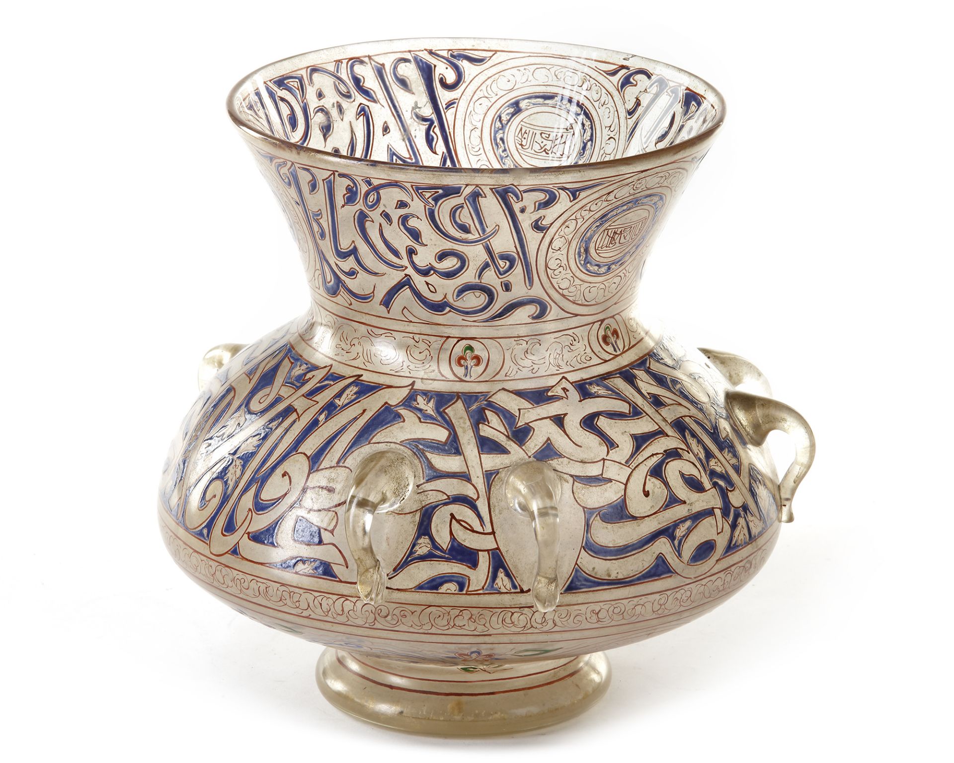 A MAMLUK-STYLE ENAMELLED CLEAR GLASS MOSQUE LAMP POSSIBLY BROCARD, FRANCE, SECOND HALF 19TH CENTURY - Image 10 of 10