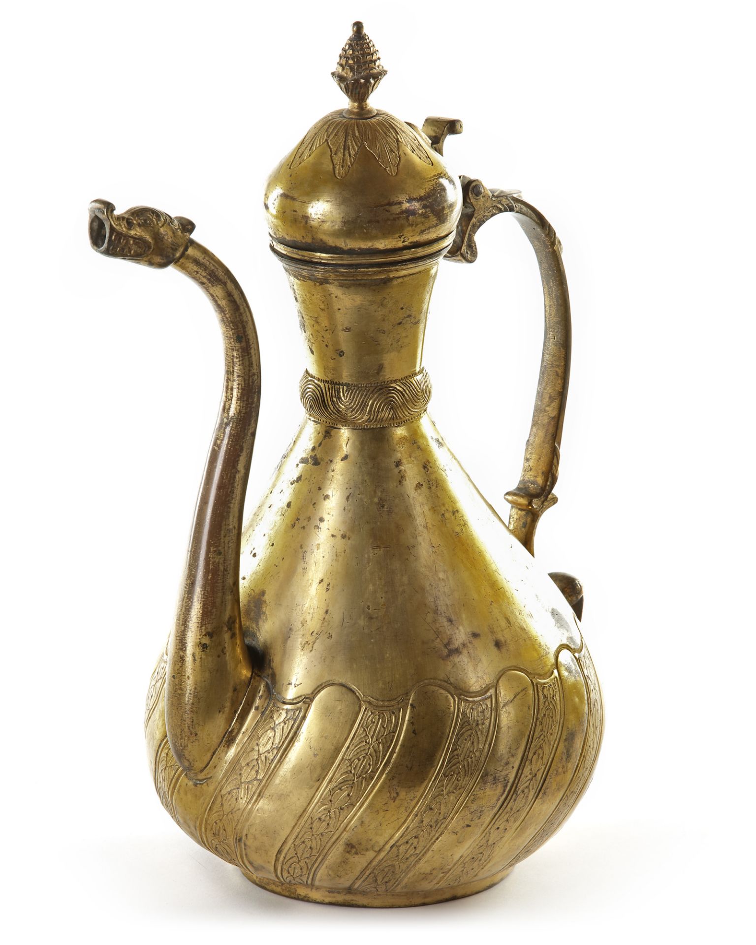 AN OTTOMAN GILT-COPPER (TOMBAK) EWER WITH ARMENIAN INSCRIPTION TURKEY, 18TH CENTURY - Image 6 of 10