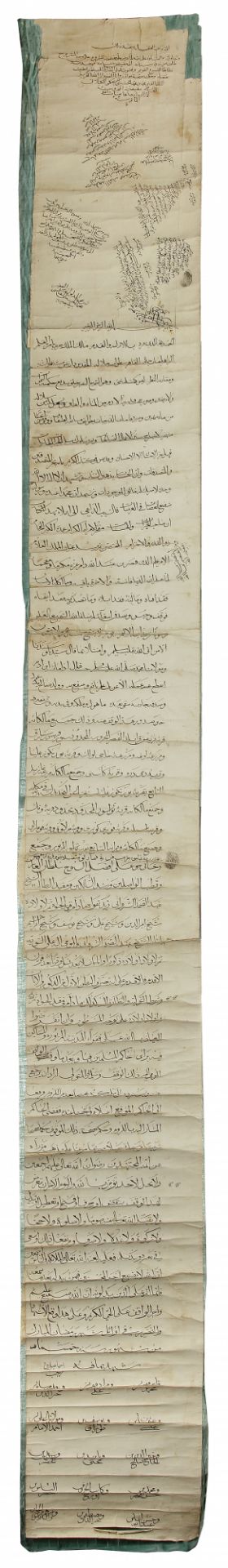 A SELJUK OFFICIAL WAQF DOCUMENT IN SCROLL FORM, ANATOLIA, DATED RAMADAN 500/APRIL1107, WITH A LATER