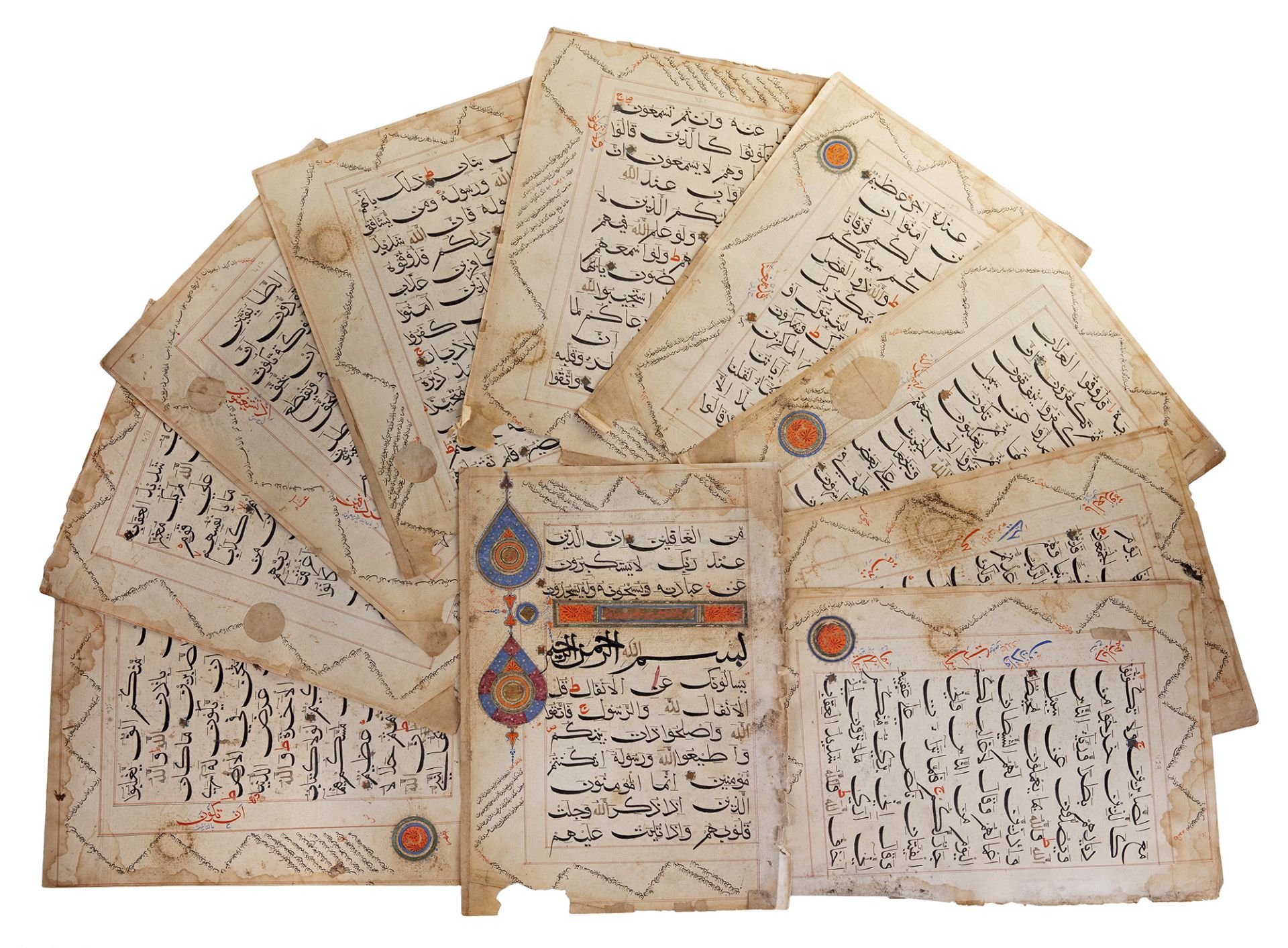 TEN QURAN LEAVES, SULTANATE INDIA, CIRCA 1500