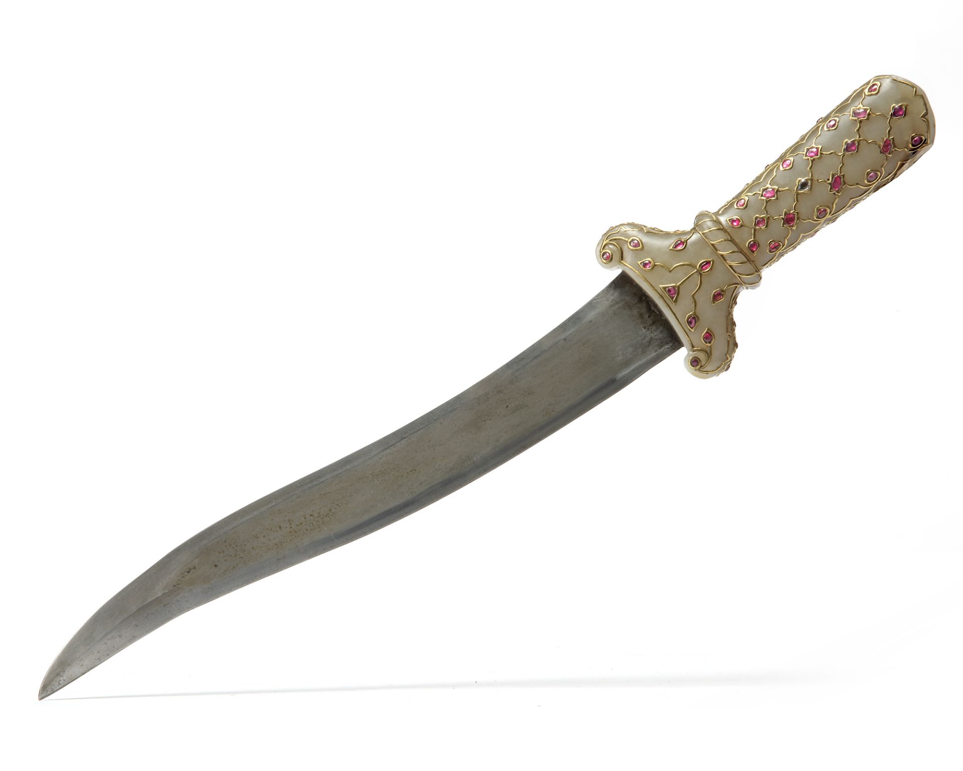 A FINE MUGHAL GEM-SET JADE-HILTED DAGGER, JAHANGIR PERIOD, 17TH CENTURY - Bild 3 aus 6