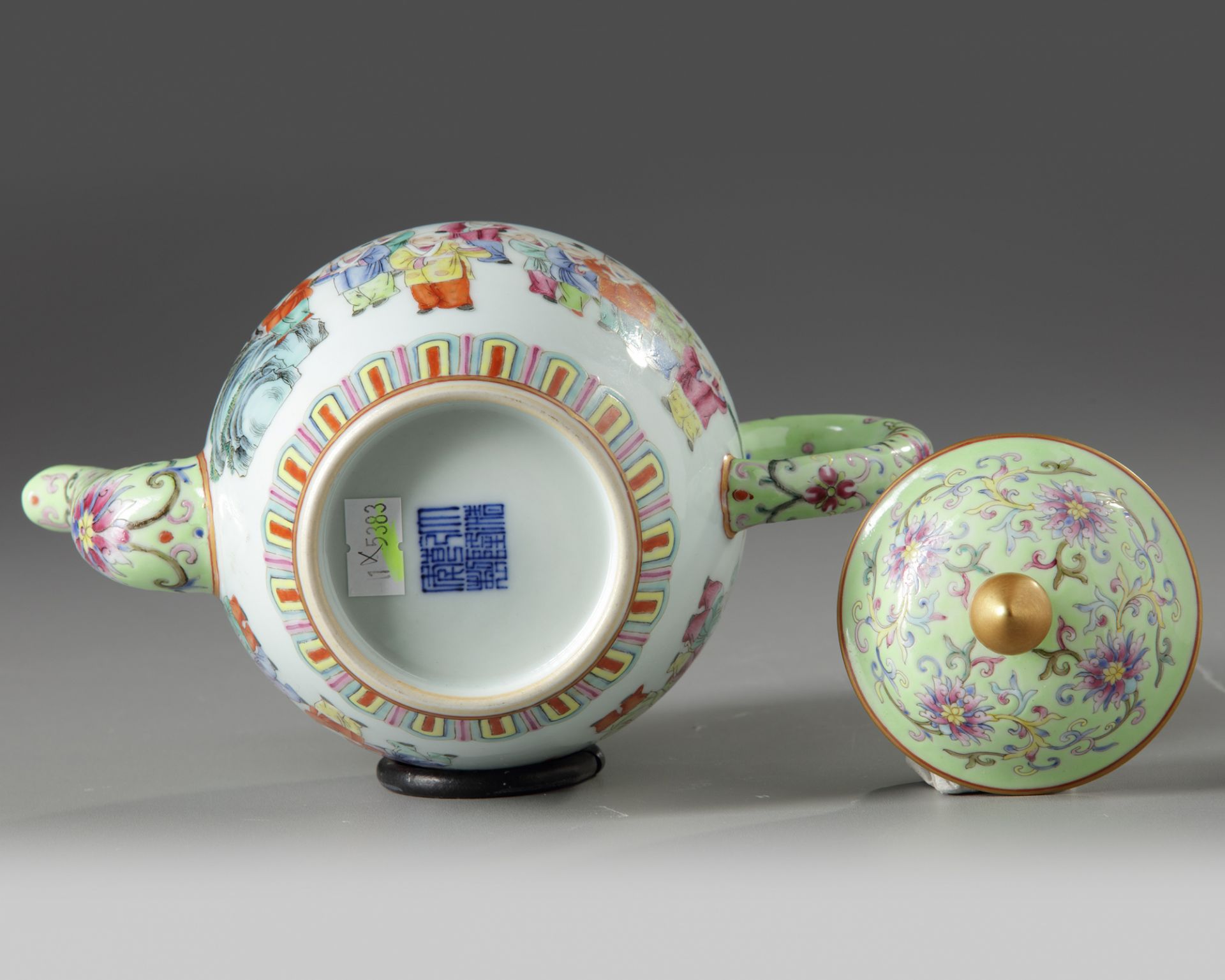 A CHINESE FAMILLE ROSE 'BOYS' TEAPOT AND COVER, 19TH-20TH CENTURY - Image 6 of 6