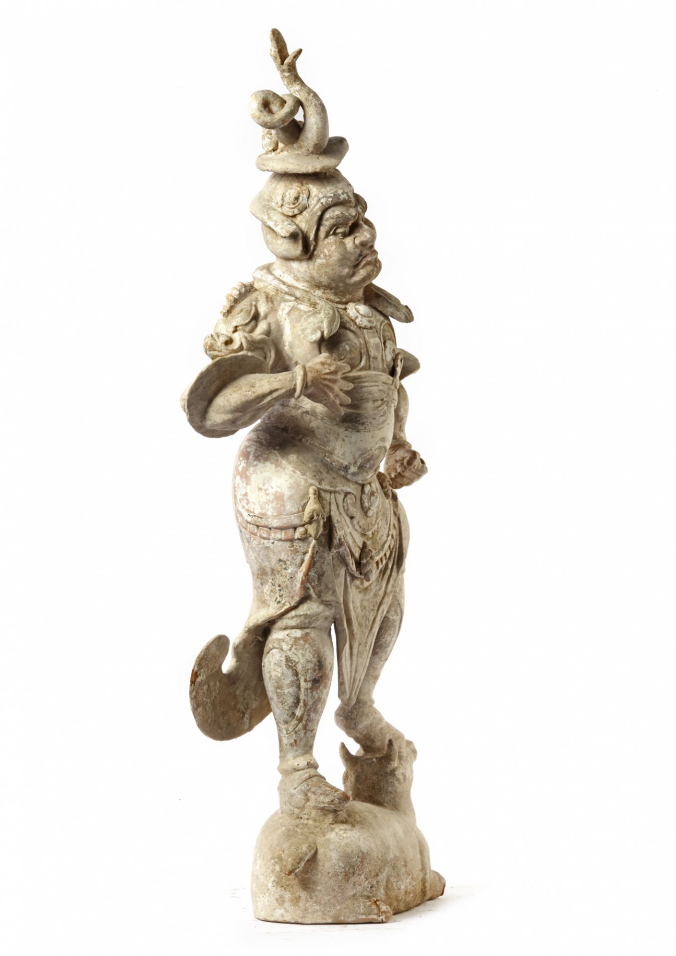 A CHINESE PAINTED POTTERY GUARDIAN, TANG DYNASTY (618-907) - Image 4 of 4