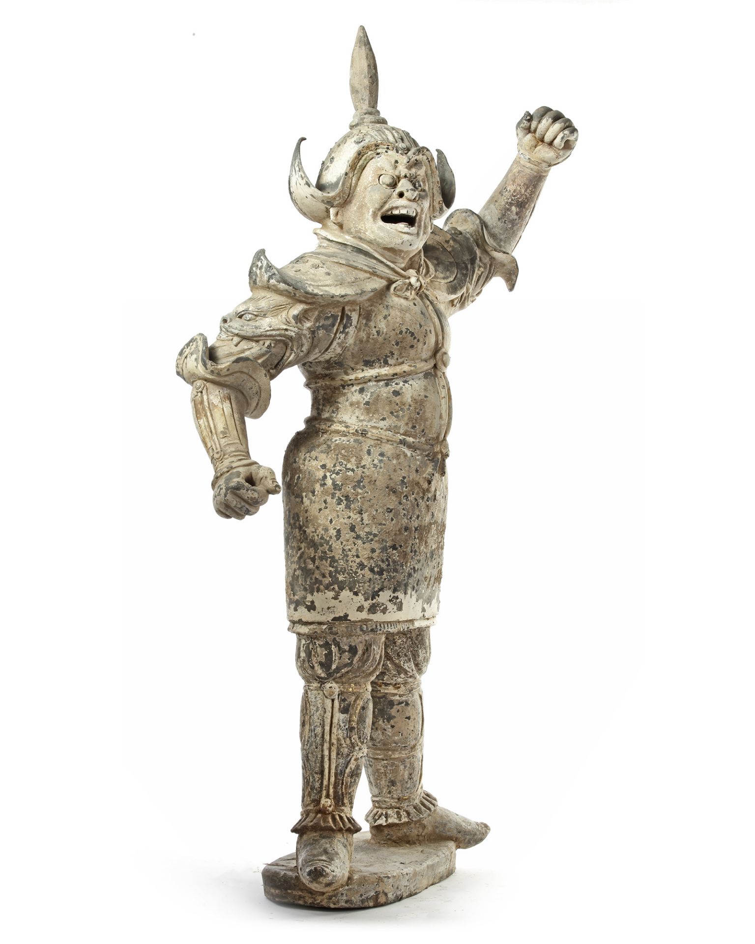 A LARGE CHINESE POTTERY GUARDIAN KING, EARLY TANG DYNASTY, MID 7TH CENTURY - Bild 3 aus 6