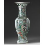 A CHINESE FAMILLE VERTE 'FIGURAL' PHOENIX TAIL VASE, 19TH CENTURY