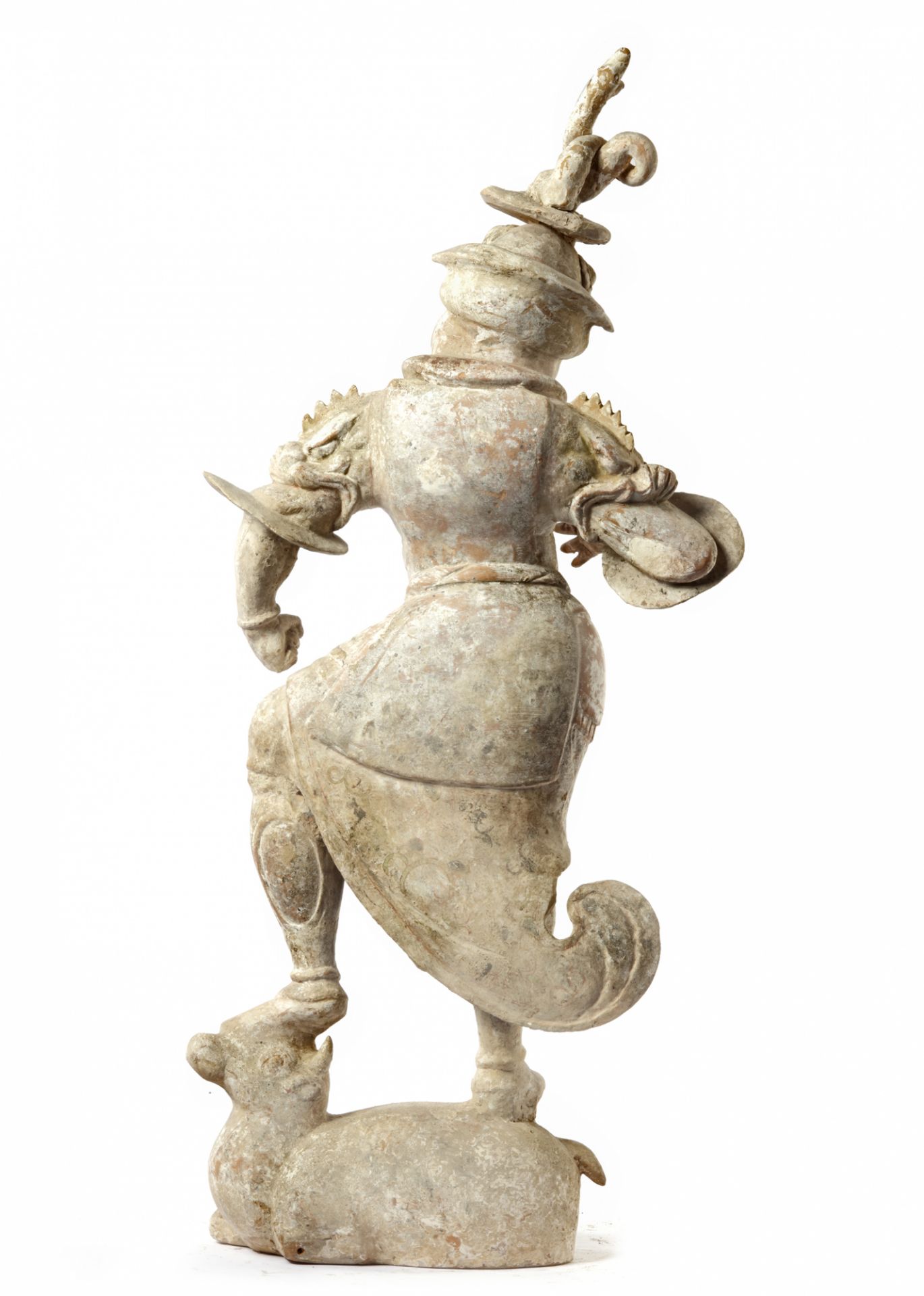 A CHINESE PAINTED POTTERY GUARDIAN, TANG DYNASTY (618-907) - Image 3 of 4