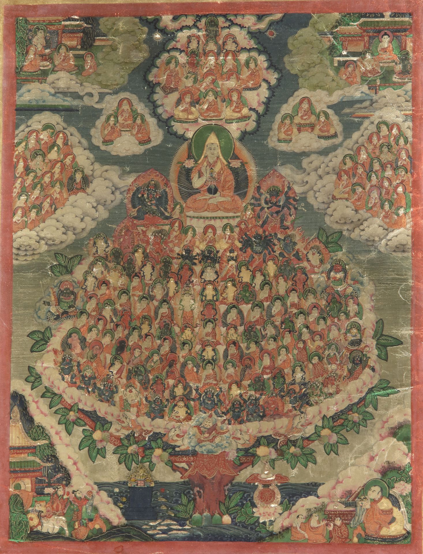 A TIBETAN THANGKA OF TSONGKHAPA AND THE REFUGE TREE