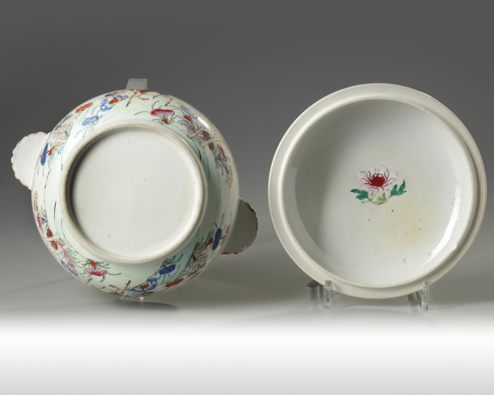 A CHINESE FAMILLE ROSE 'DEER' TUREEN AND COVER, 18TH CENTURY - Image 4 of 5