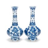 A PAIR OF CHINESE BLUE AND WHITE HEXAGONAL BOTTLE VASES, KANGXI PERIOD (1662-1722)