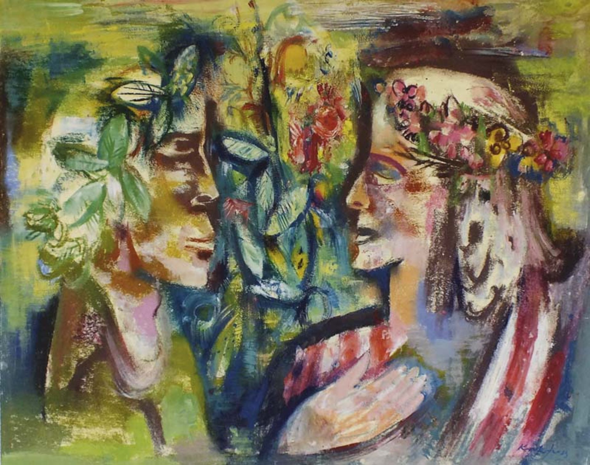 Kuhfuss, Paul(Berlin 1883 - 1960 Berlin)Zwei Menschenauch: Hommage á Picasso(Plakatentwurf für die