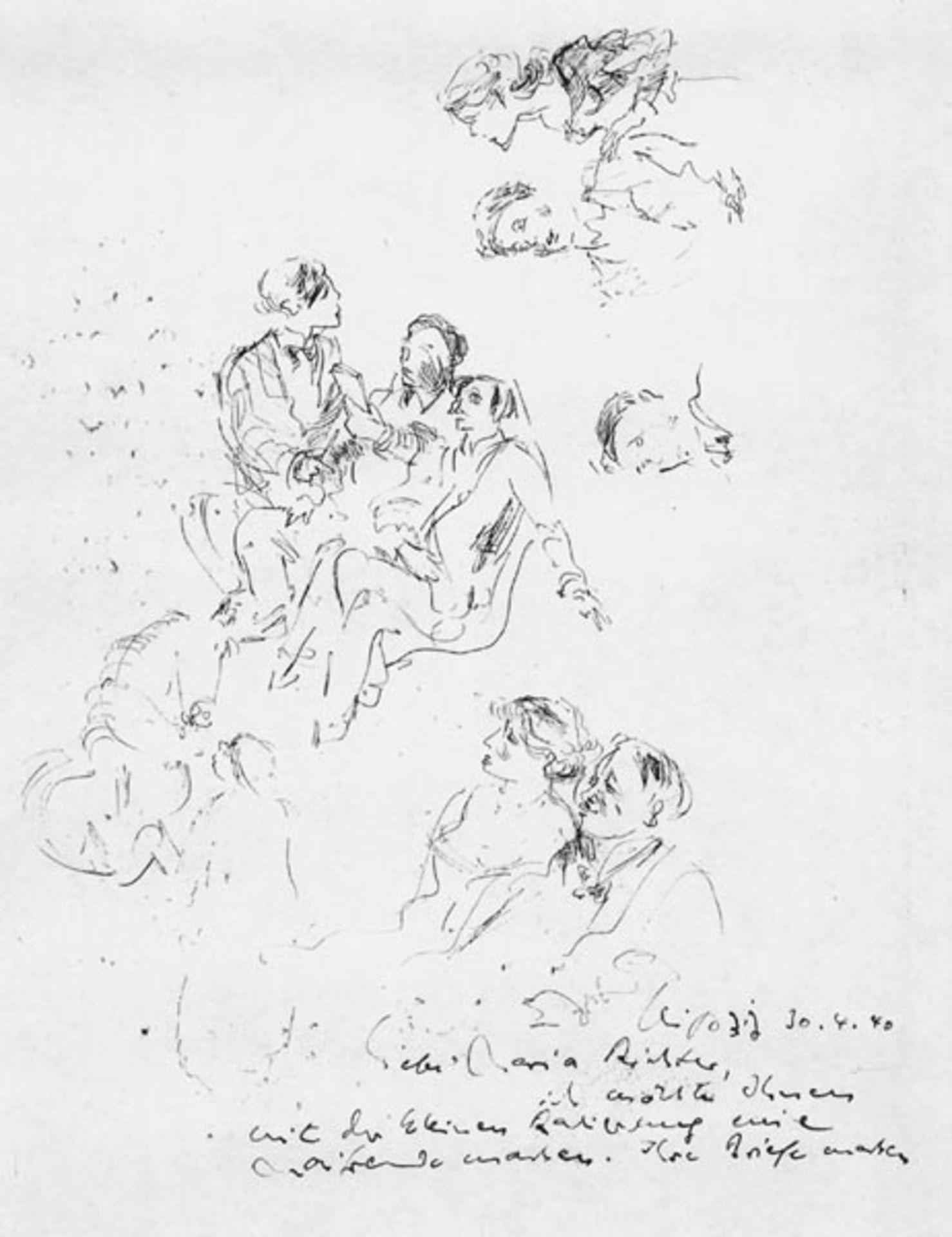 Schwimmer, Max(Leipzig 1895 - 1960 Leipzig)Handschriftlicher Brief mit „Kritzeleien“Zeichnung (